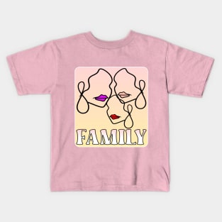 LINE ART FACE FAMILY Kids T-Shirt